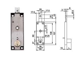 Serratura per Serrande Basculanti Cilndro Fisso Quadro Maniglia 643 2 Pezzi - 2