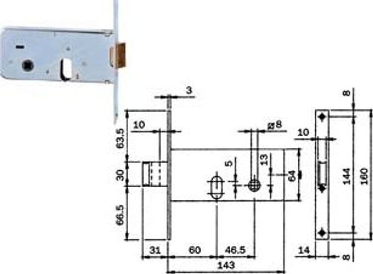 Serratura da Infilare per Fasce Catenaccio e Scrocco 64 mm H 710 60 mm – Iseo Serrature