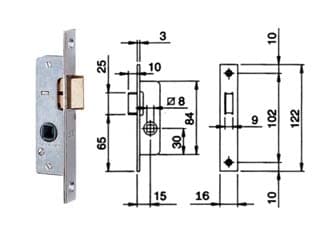 Serratura da Infilare per Montanti Solo Scrocco 762 15 mm Frontale 20 mm - 2