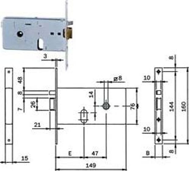 Elettroserratura da Infilare per Fasce 76 mm H 551 70 Mm, Frontale 16 mm - 2