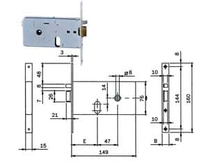 Elettroserratura da Infilare per Fasce 76 mm H 551 70 Mm, Frontale 16 mm - 2