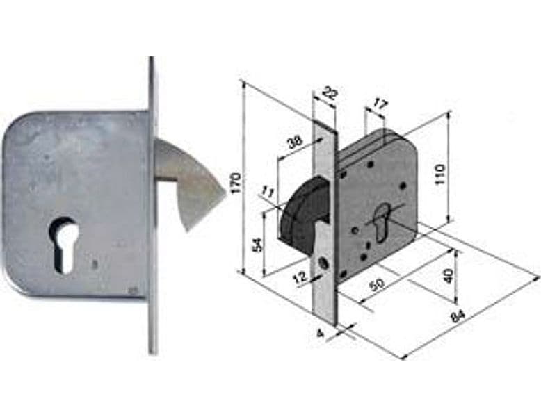 Serratura per Porte e Cancelli Scorrevoli a Gancio Rientrante 068 50 mm - 2