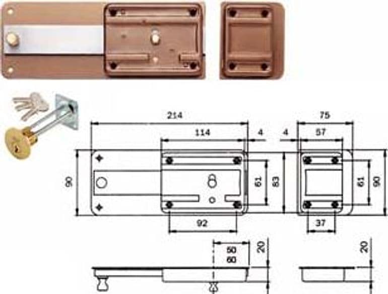Ferroglietto con Catenaccio 6 Mandate con Cilindro Staccato 300 50 2 Pezzi – Iseo Serrature