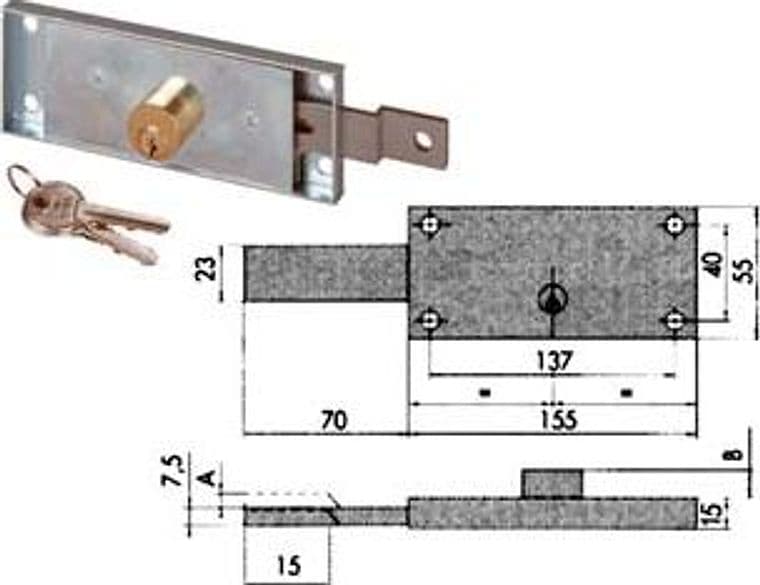 Serratura Serranda Laterale Cilindro Fisso Tondo 41525 Dx 155 MMX15X55H – Cisa