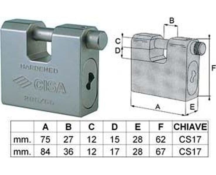 Lucchetto Corazzato a Una Bocca 28550 84 mm (ART.28550840) Cisa - 2