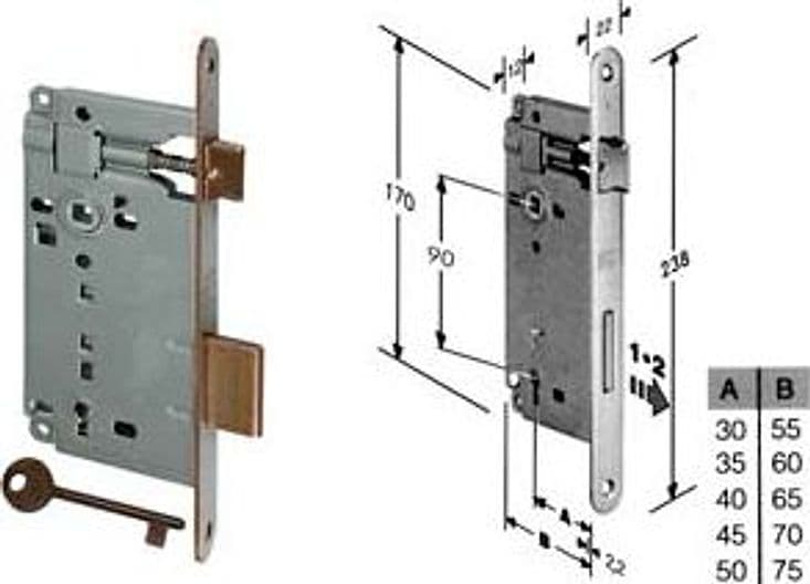 Serratura a Bussola da Infilare Bordo Tondo Bronzato 45 mm Bordo Cod 203951 – Agb