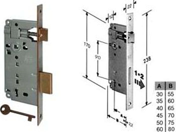 Serratura a Bussola da Infilare Bordo Quadro Bronzato 40 mm Cod 203807 – Agb
