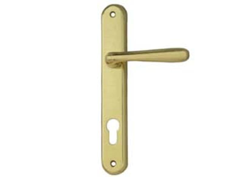 Maniglia Karol con Placca Foro Yale in Zama Finitura Ottone Lucido 90 mm - 2