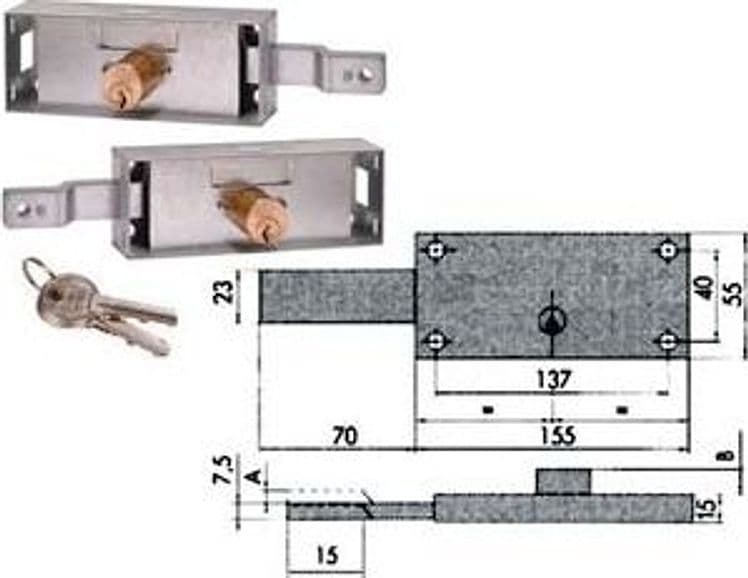 Coppia Serrature Serranda Laterale Cilindro Fisso Tondo 41526 155 – Cisa