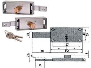 Coppia Serrature Serranda Laterale Cilindro Fisso Tondo 41526 155 - 2