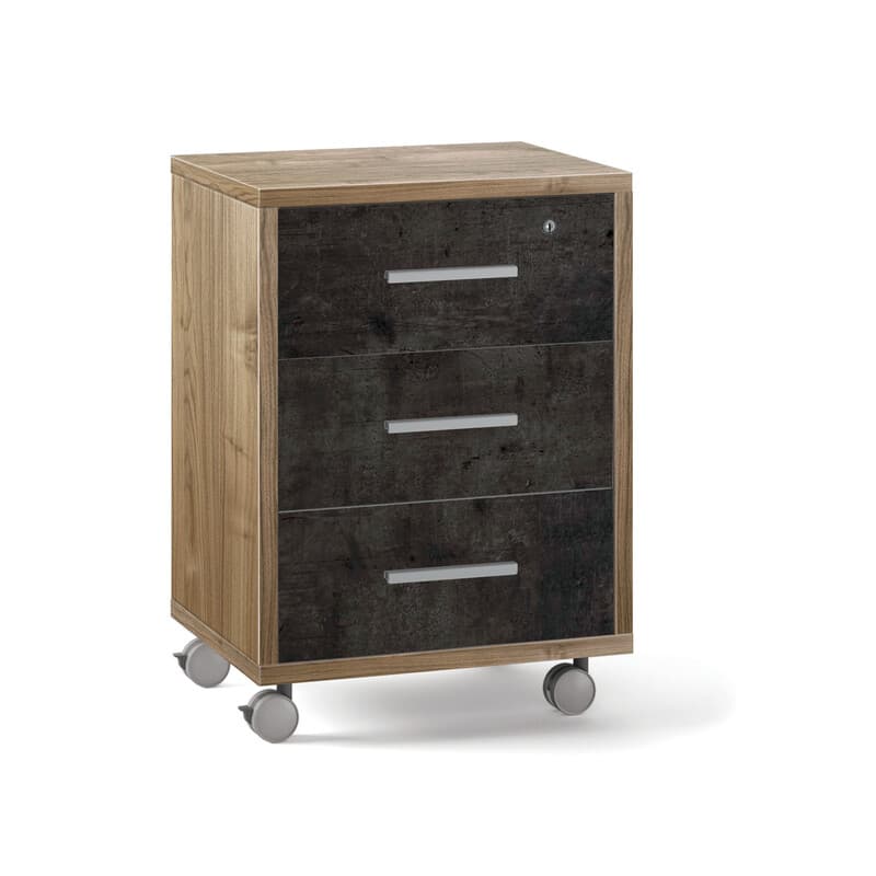 Cassettiera 3C 71 x 51 cm Noce St Nero Ufficio Double - 2