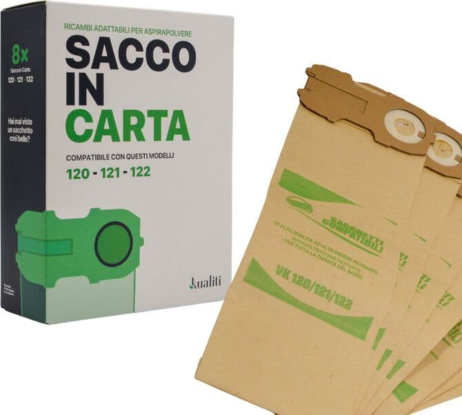 Ricambio Folletto Sacco in Carta K120 x 1 .8 2 Pezzi - 2