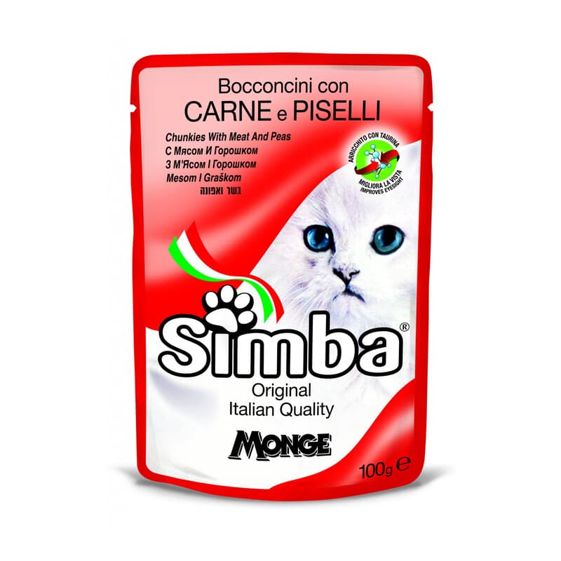 Cibo Gatto Monge Simba 100 g Carne e Piselli 24 Pezzi - 2