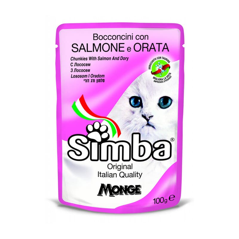 Cibo Gatto Monge Simba 100 g Salmone e Orata 24 Pezzi - 2