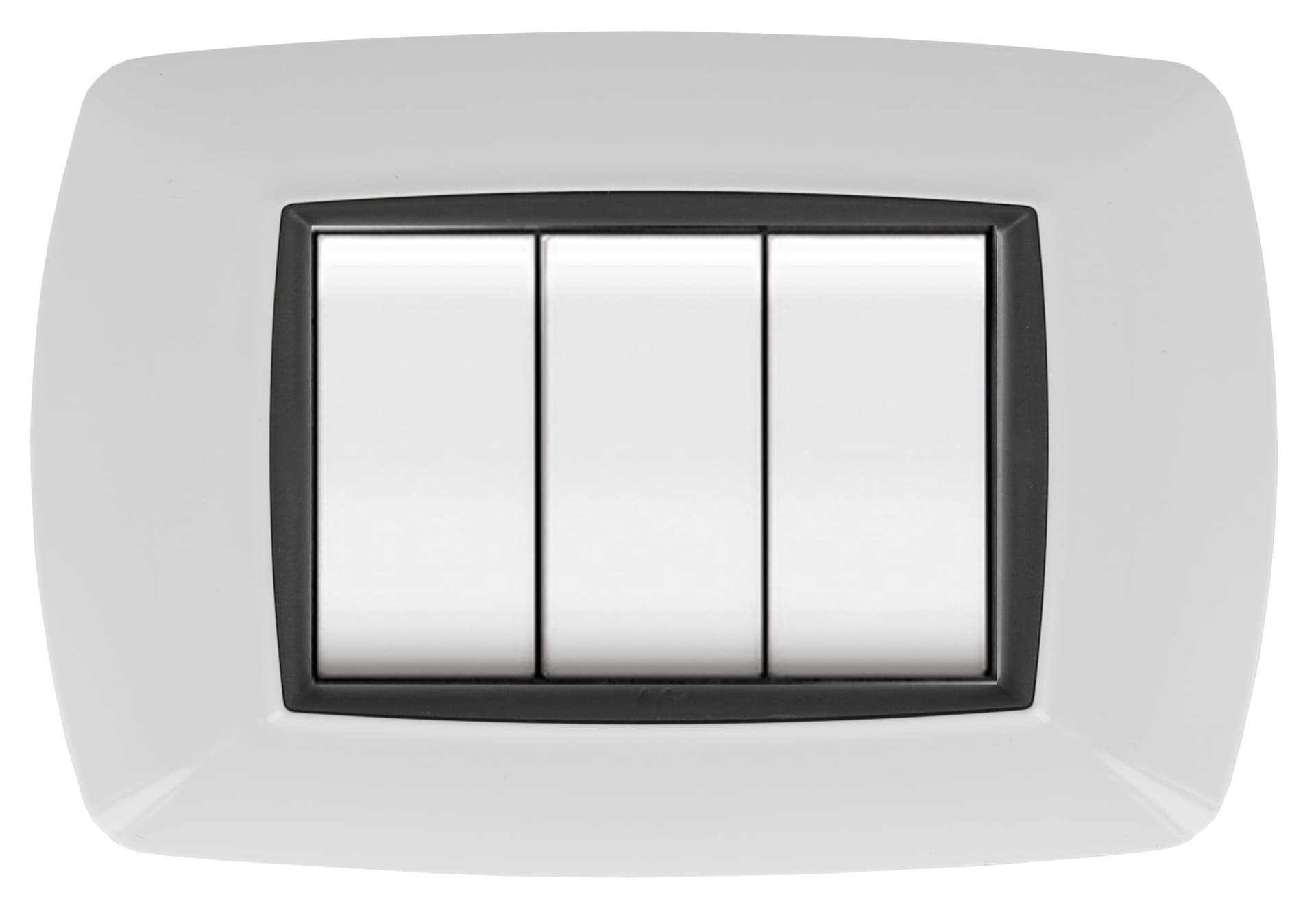 Placca Life Living Plast Bianco 4P Cornice Nero Elettrocanali - 2
