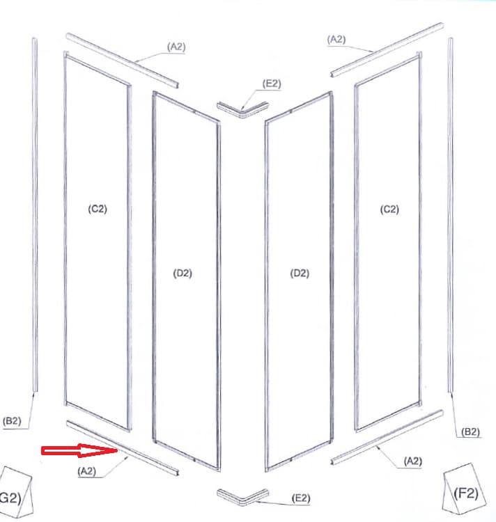 Profilo A2)X Box Doccia Crilex Goccia 1,6 mm 68 80 x 68 80 Bco - 2