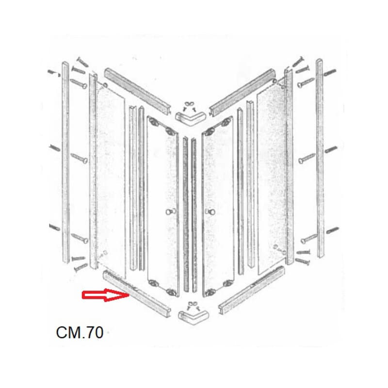 Profilo Inferiore Lato 70 x Box Doccia Cristallo TRASP.MM.6 CM.70 x 90LUSSO - 2