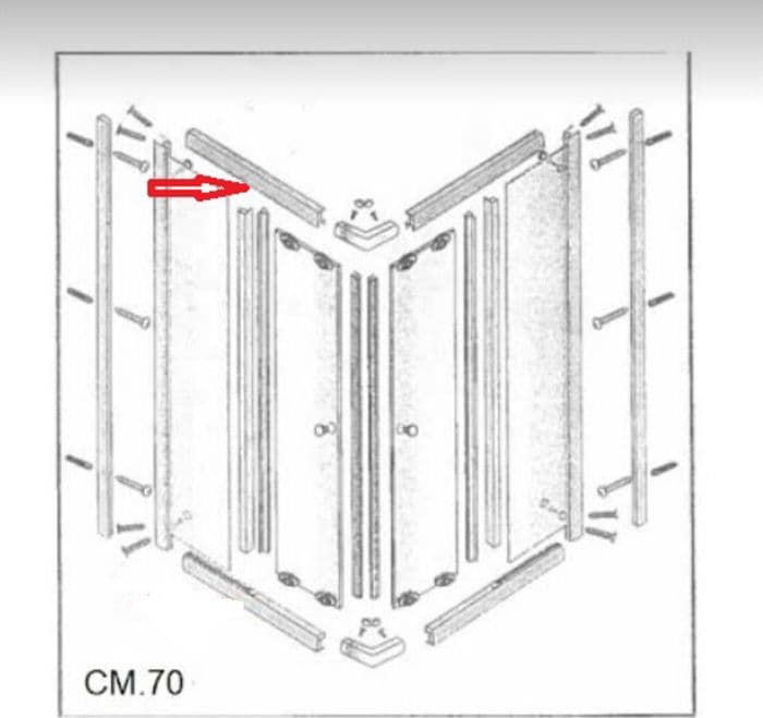 Profilo Superiore Lato 70 x Box Doccia Cristallo TRASP.MM.6 CM.70 x 90LUSSO - 2
