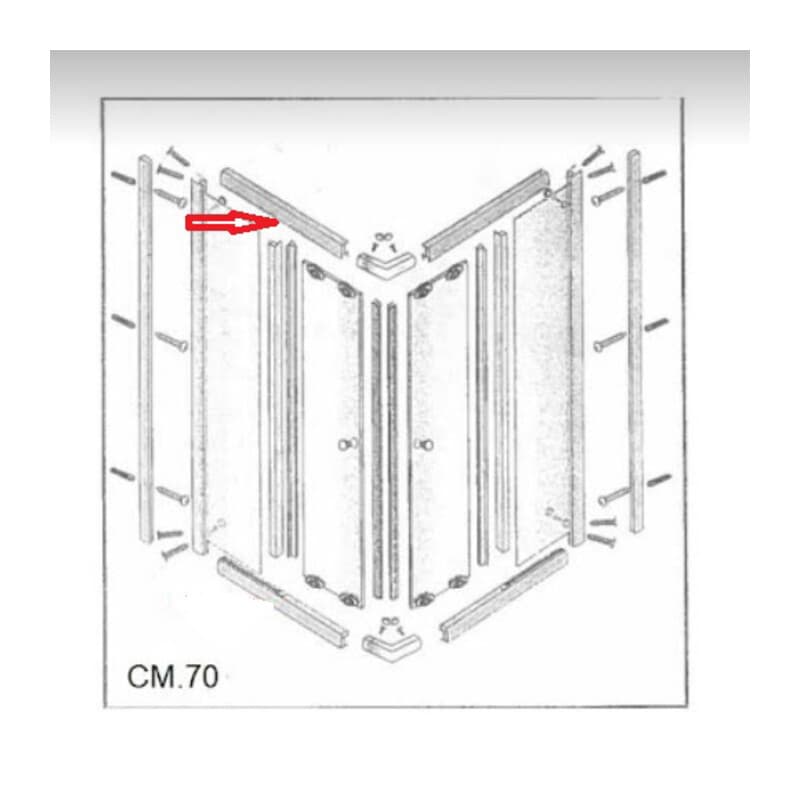 Profilo Superiore Lato 70 x Box Doccia Cristallo TRASP.MM.6 CM.70 x 90LUSSO - 2