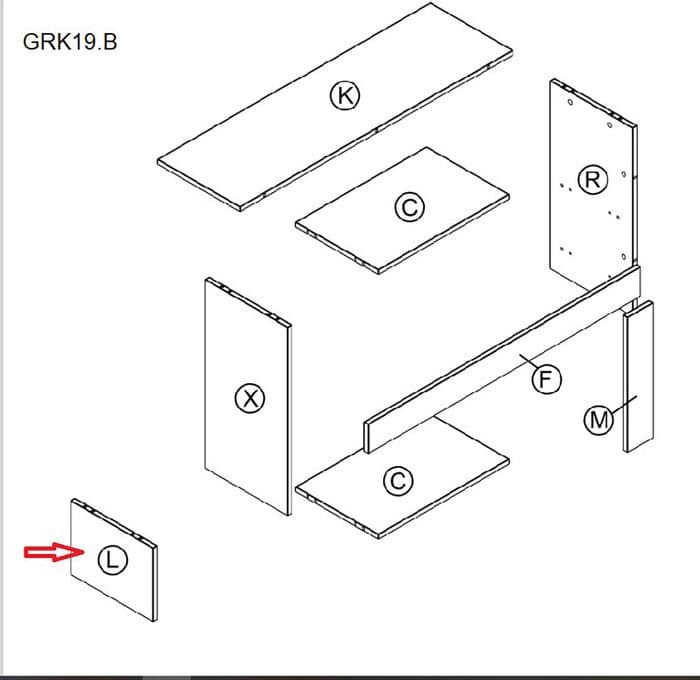 Ricambio Fianco L NAT.GRK19.B per Kit Parete Living Nat.wood Antrac - 2