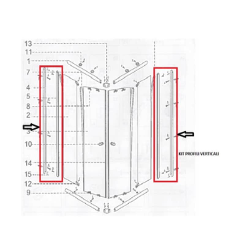 Box Doccia 70 x 90 cm(kit Profili Verticali - 2