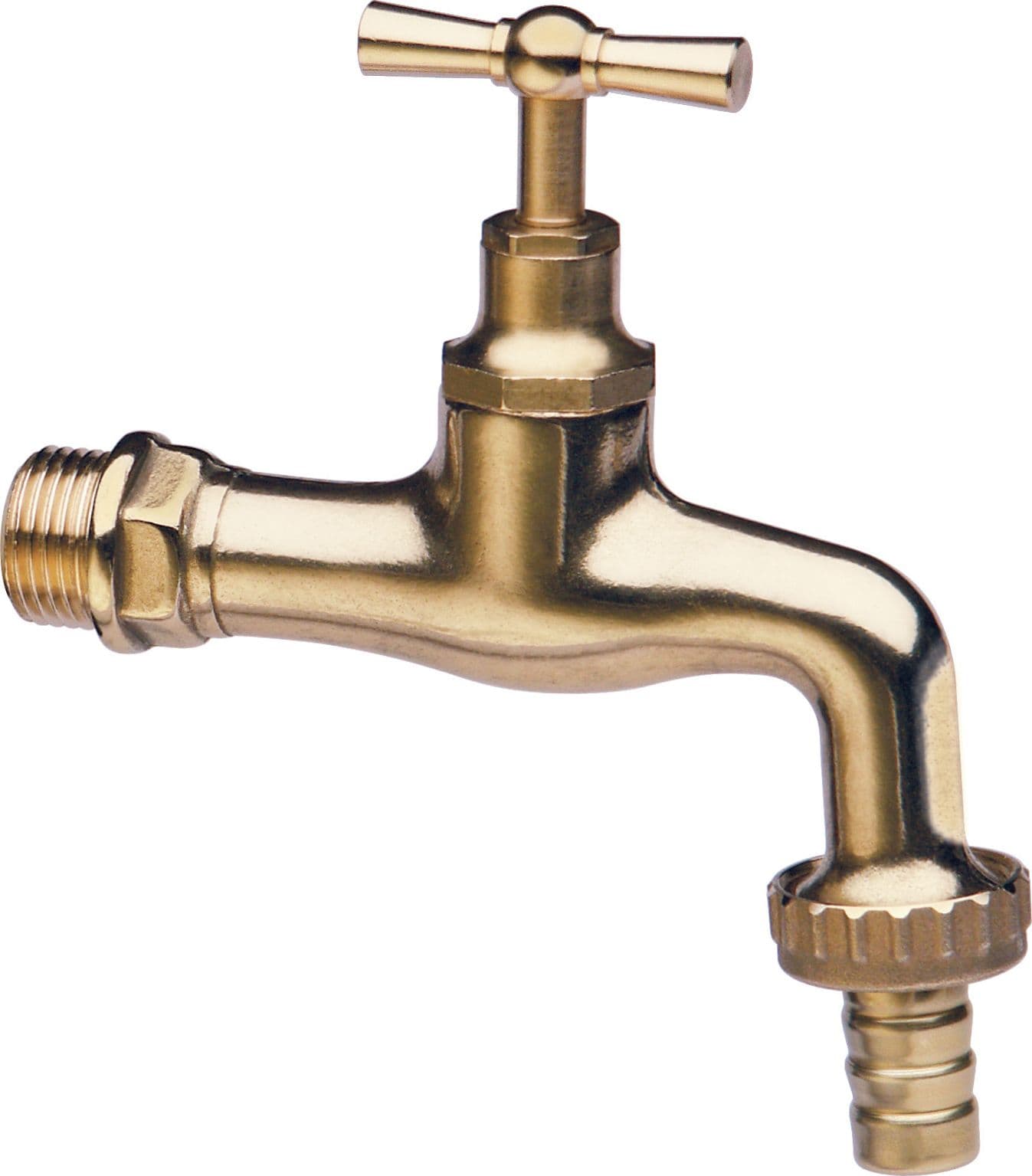 Rubinetto Ottone Lucido con Portagomma D 1/2 Rubinetterie Associate 2 Pezzi - 2
