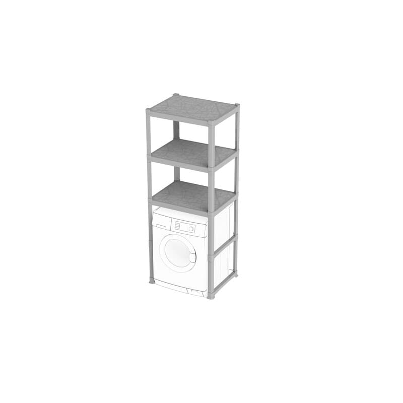 Scaffale Coprilavatrice Sabbia 3 Piani Cm 60 x 75 x 184 - 2
