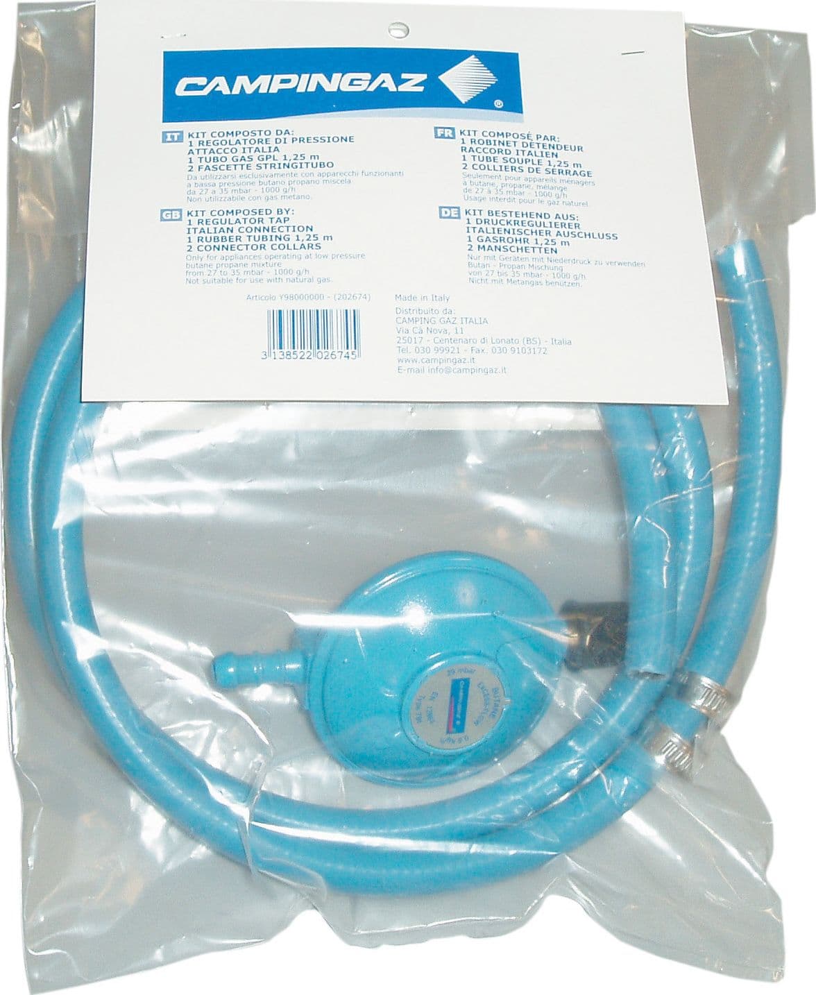 Kit Regolatore con Tubo e Fascette per Barbecue Gas Campin Gaz Italia 1 – Campingaz