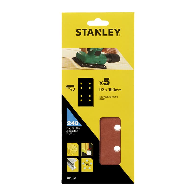 Piranha Stanley STA31592 X31592 5 Fogli Vel. Bosch 93 x 190 GR.240 - 2