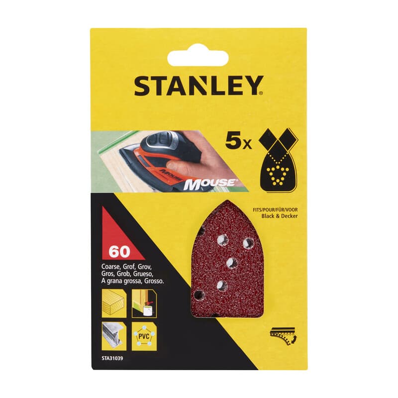 Piranha Stanley STA31039 X31039 5 Fogli Velcro per Mouse GR.60 1,0 - 2