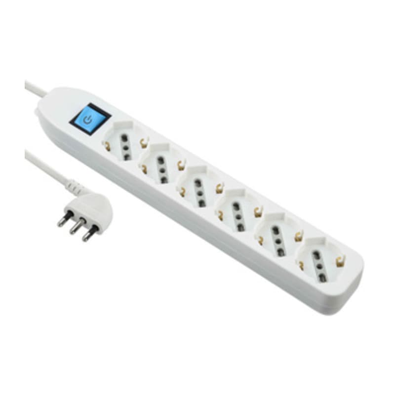 Multipresa 6P Bip Schuko e Interr Bianco FIG.4 Electraline 3PMARK