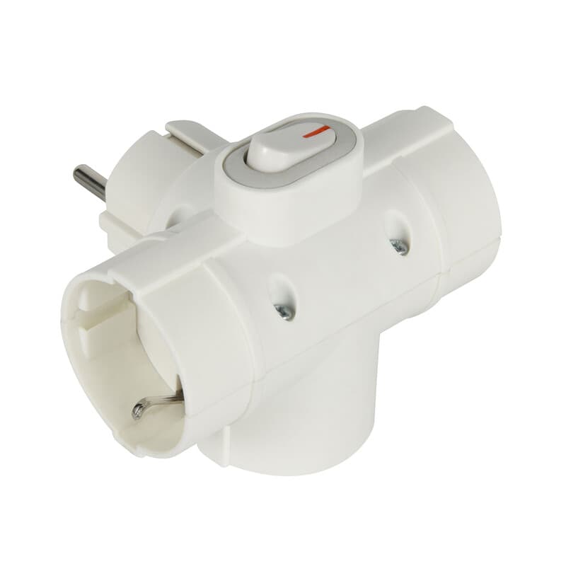 Adattatore Spina Schuko a 3 Presa Schuko con Int - 2