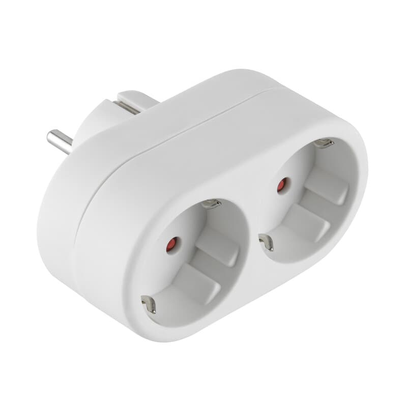 Adattatore Spina Schuko a 2 Presa Schuko Frontali - 2