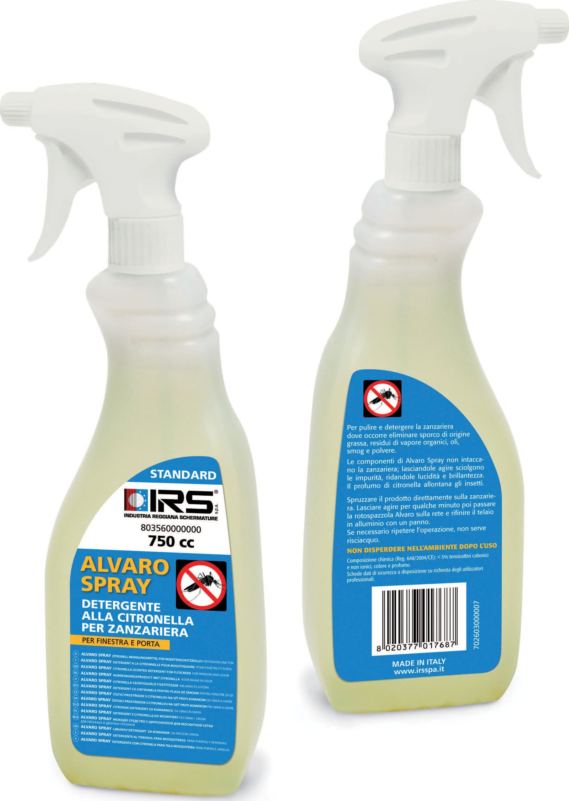 Detergente Spray per Zanzariera 0,75 l Irs 6 Pezzi – Idroweb