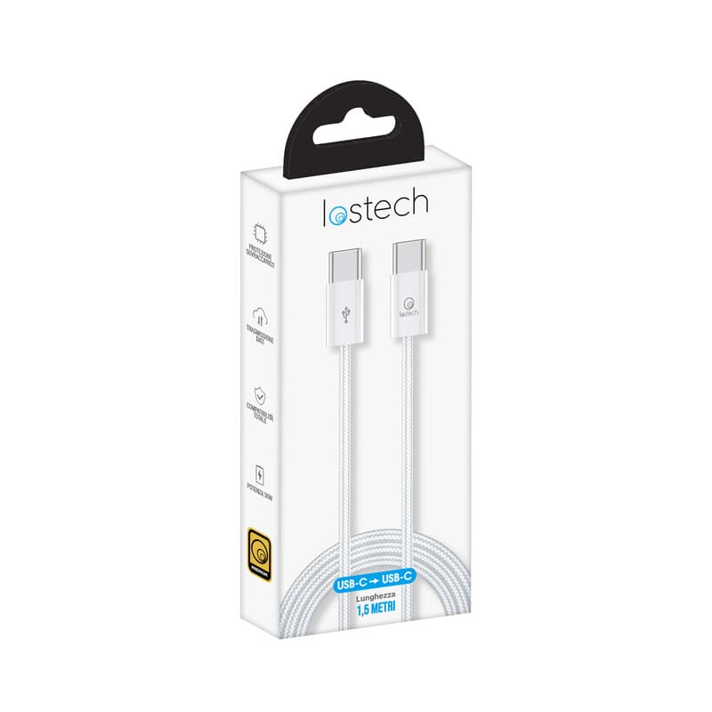 Cavo USB con USB C 1,5 m 60W Bianco - 2