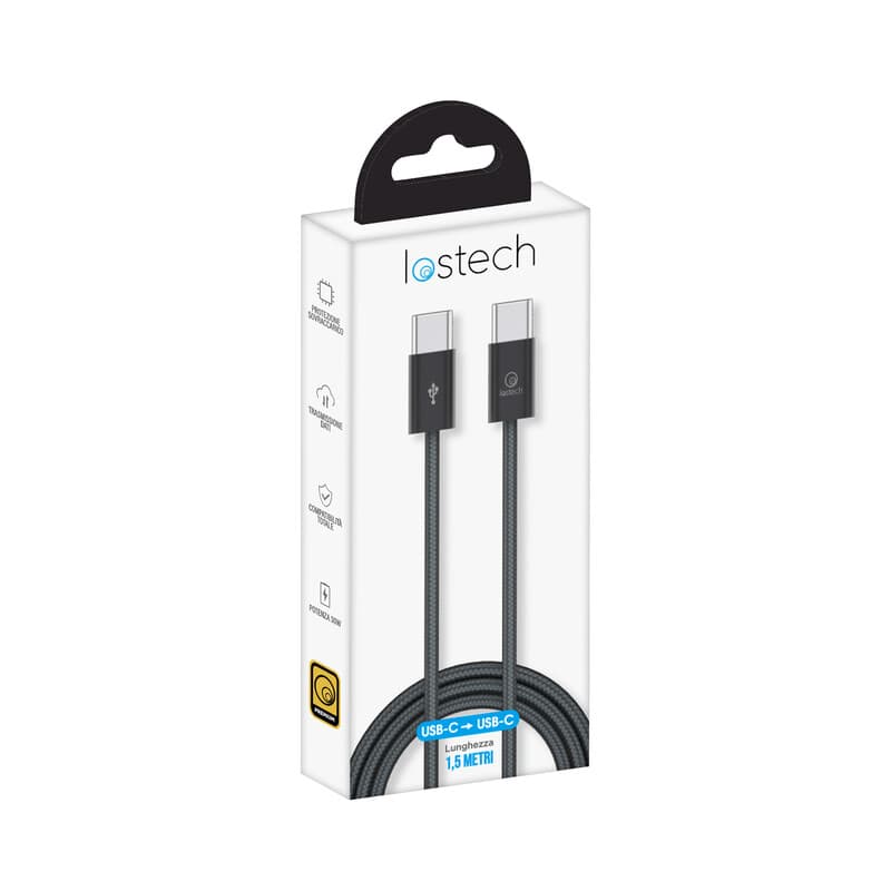 Cavo USB con USB C 1,5 m 60W Nero - 2