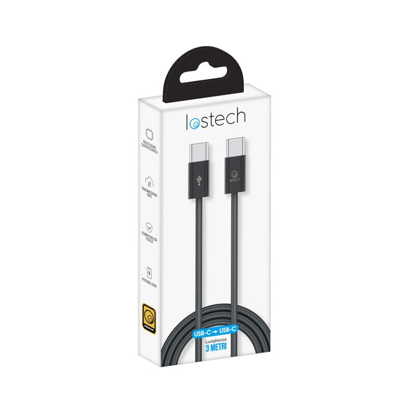 Cavo USB con USB C 3 m 60W Nero - 2