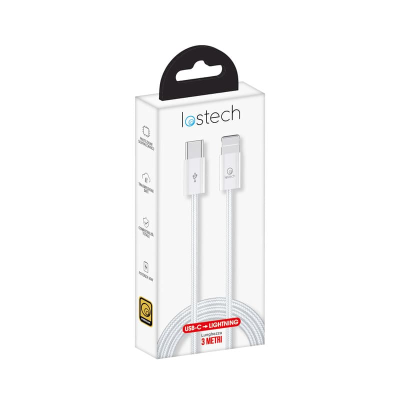Cavo USB con Lightning 3 m 30W Bianco – Idroweb