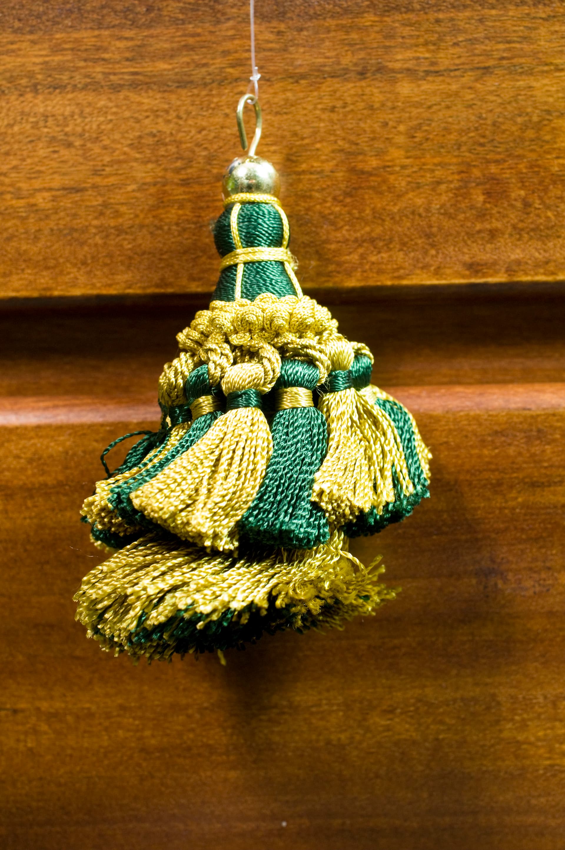 Fiocco per Tenda Shantou 9 cm Verde e Oro 6 Pezzi - 2