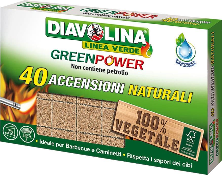 Accendifuoco 40 Cubi Diavolina Green Power 15341 24 Pezzi – Idroweb