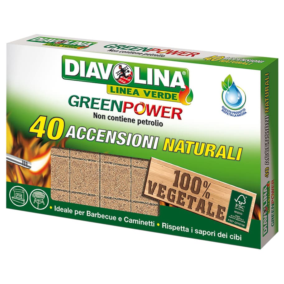 Accendifuoco 40 Cubi Diavolina Green Power 15341 24 Pezzi - 2