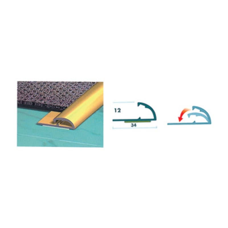 Conf. 2 Profili Alluminio Passatoia 67 cm Oro Arcansas - 2