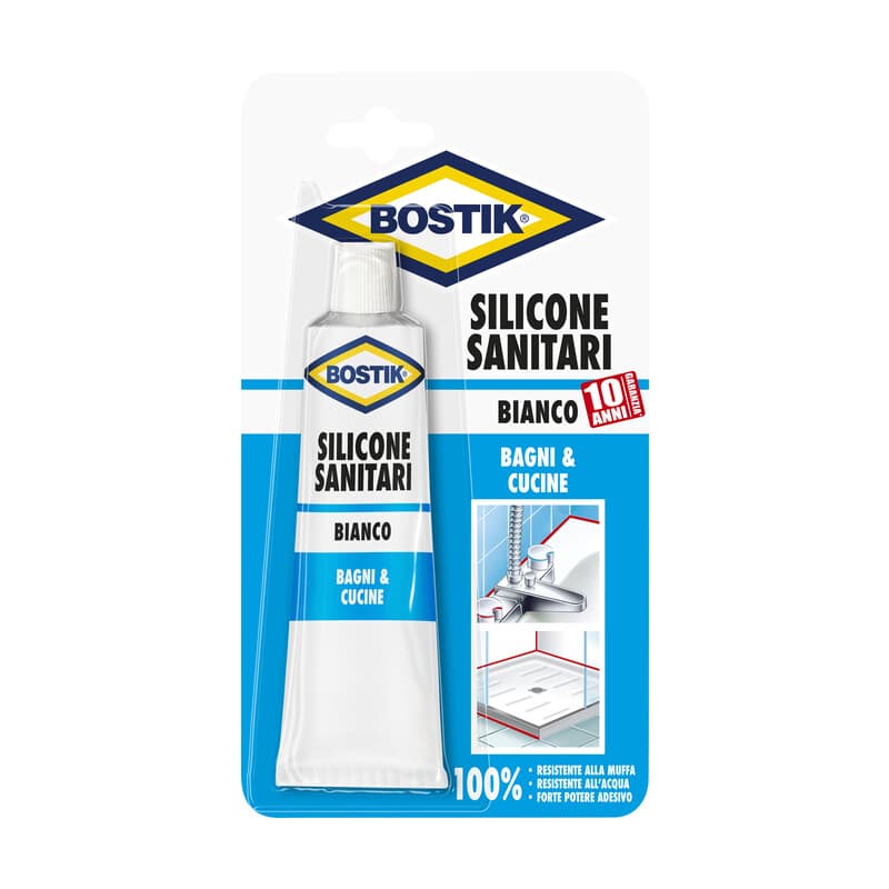 Silicone Sanitari Blister 60 ml Bianco Blister Bostik 12 Pezzi