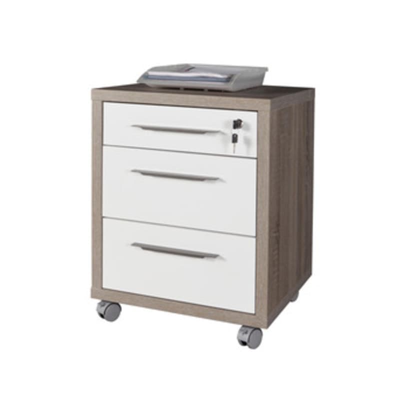 Cassettiera 3 Cassetti 45 x 48,5 x 63 i Rovere Bianco Disegno Composad - 2