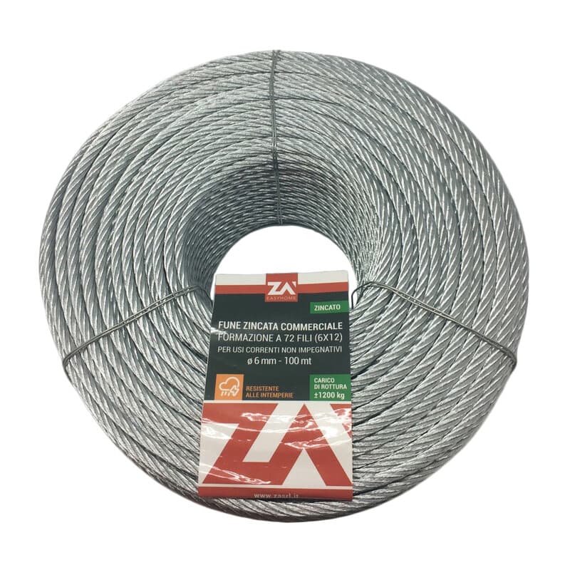 Fune Acciaio Commerciale 72F Ø 14 mm Funi 90 50,0 Metri - 2