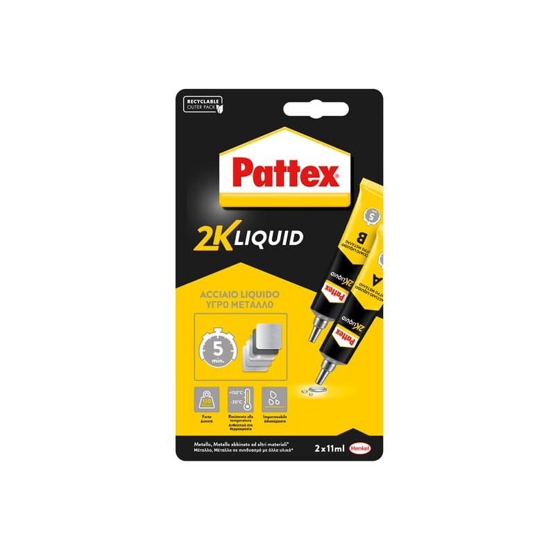 Pattex Power Epoxy Acciaio Liquido Tubo 2 x 11 g Henkel Italia 6 Pezzi