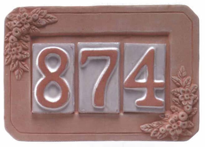 Portanumero in Terracotta 3 Posti 24 x 16 cm 5 Pezzi - 2