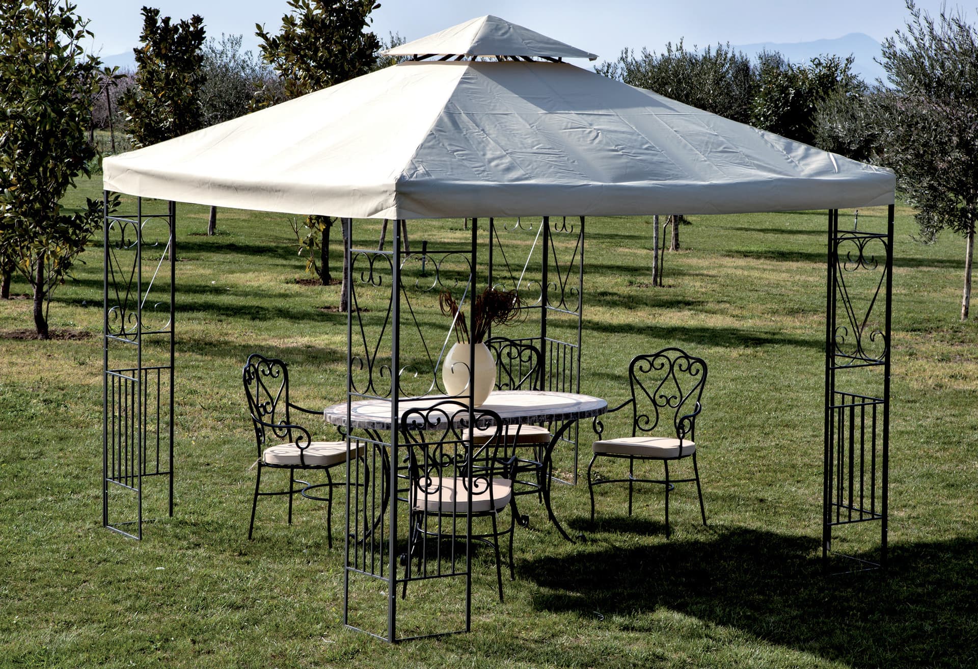 Gazebo in Acciaio Decor 300 x 300 cm Ecru Yf 3133B i Giardini del Re - 2