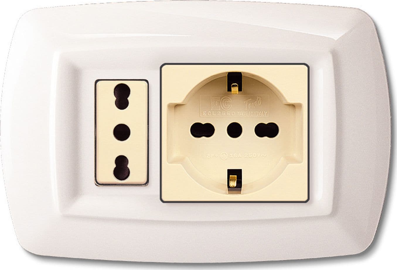 Tondo Placca Magic Plast Schuko e Modulo Bia Elettrocanali 10 Pezzi