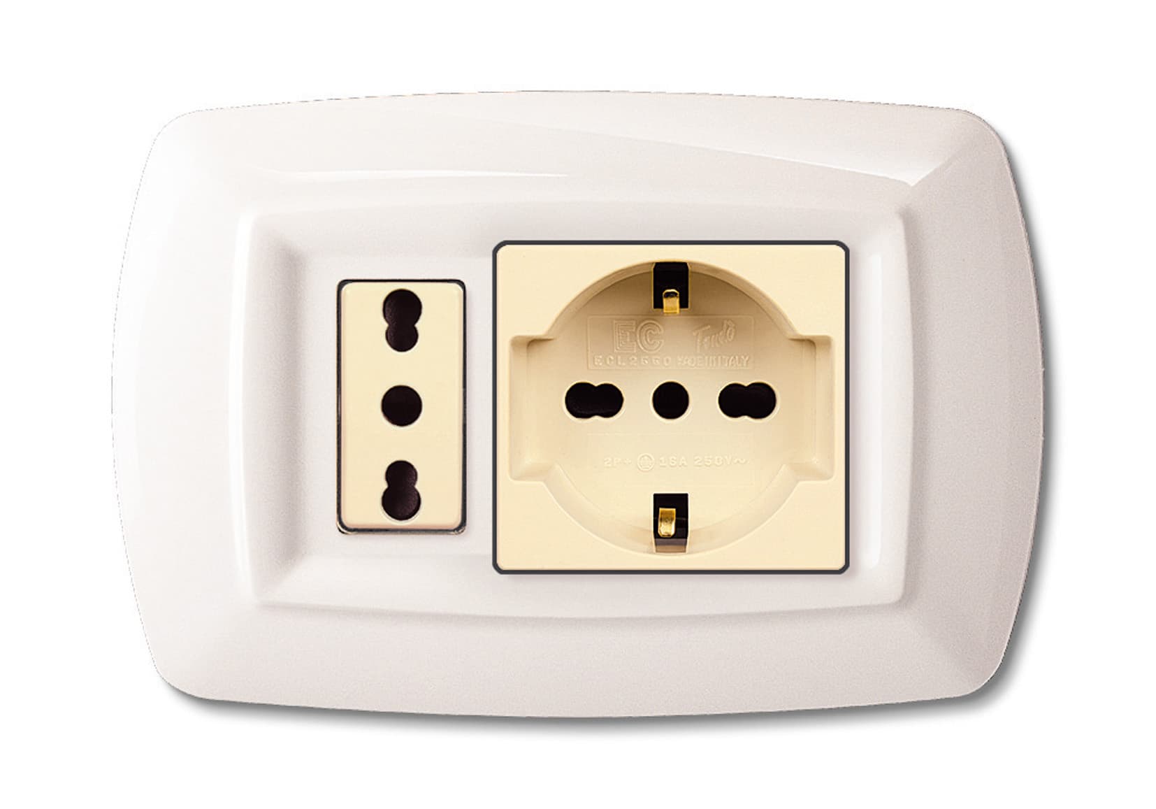 Tondo Placca Magic Plast Schuko e Modulo Bia Elettrocanali 10 Pezzi - 2